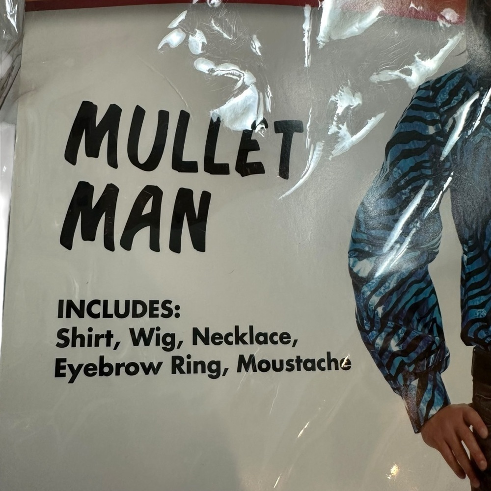 NWT Spirit Halloween Adult Large Tiger King Mullet Man‎ Costume Wig Funny New - Picture 3 of 5